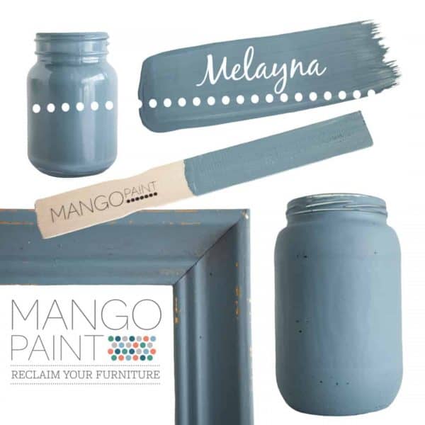 Collage of items painted in Mango Paint colour Melayna