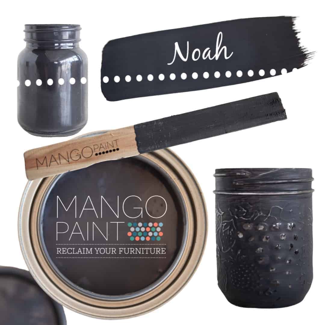 Collage of items painted in Mango Paint colour Noah