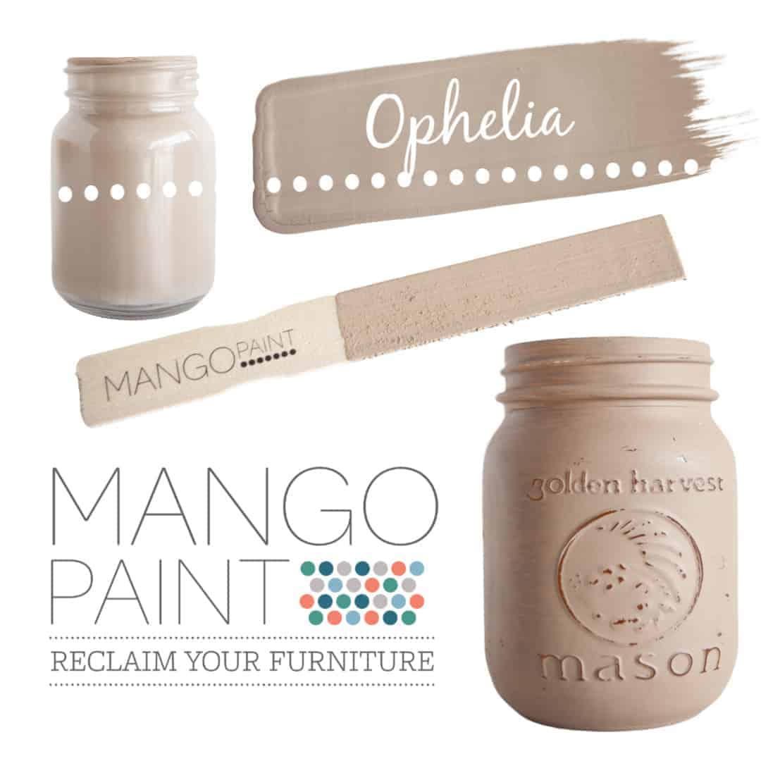 Collage of items painted in Mango Paint colour Ophelia