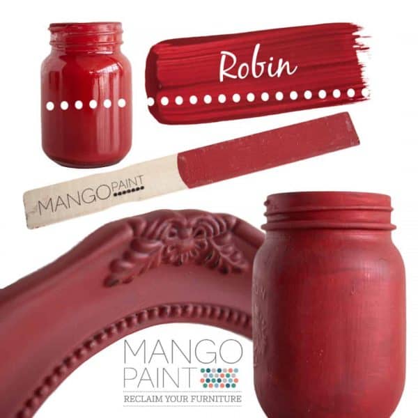 Collage of items painted in Mango Paint colour Robin