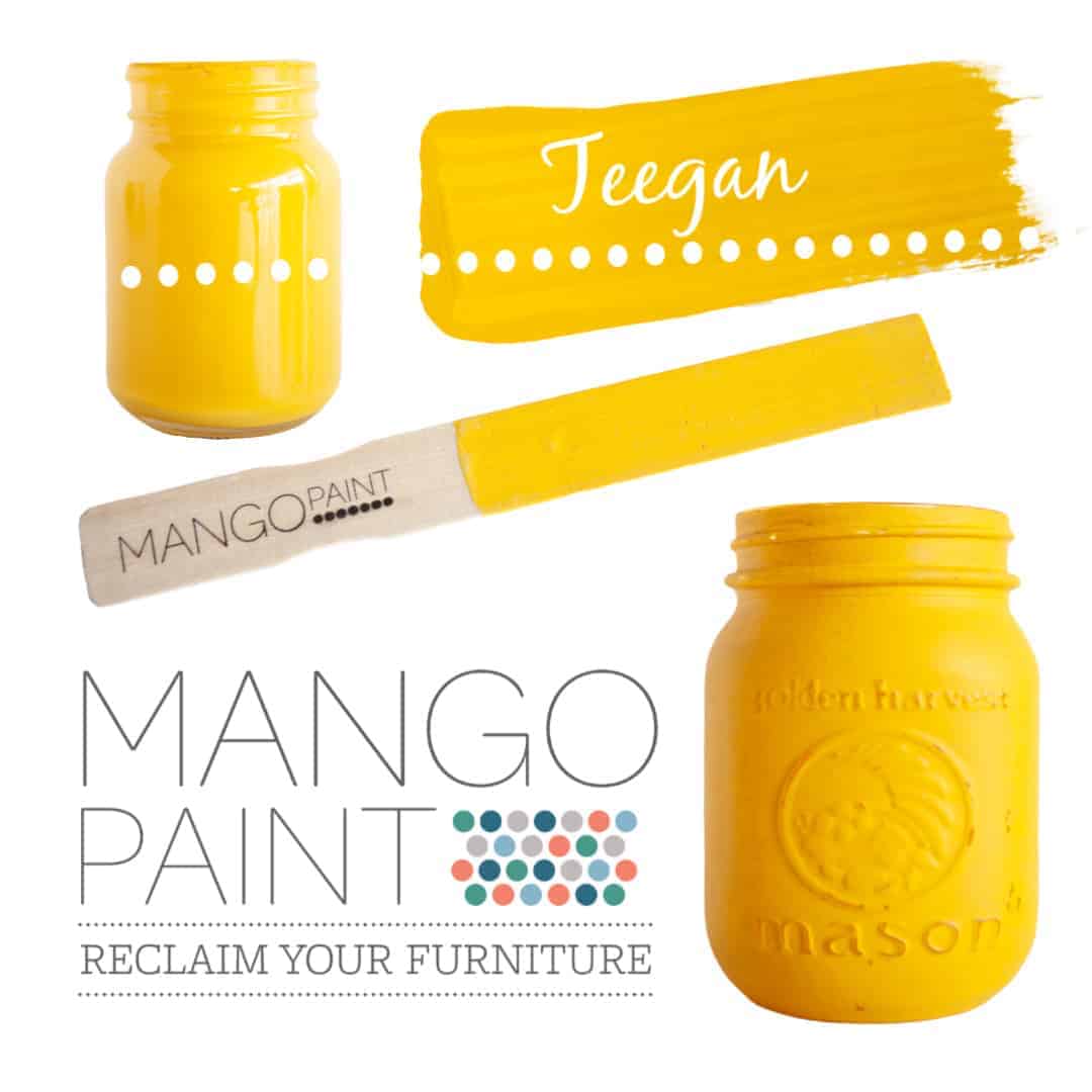 Collage of items painted in Mango Paint colour Teegan