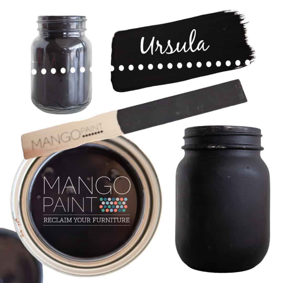 Collage of items painted in Mango Paint colour Ursula