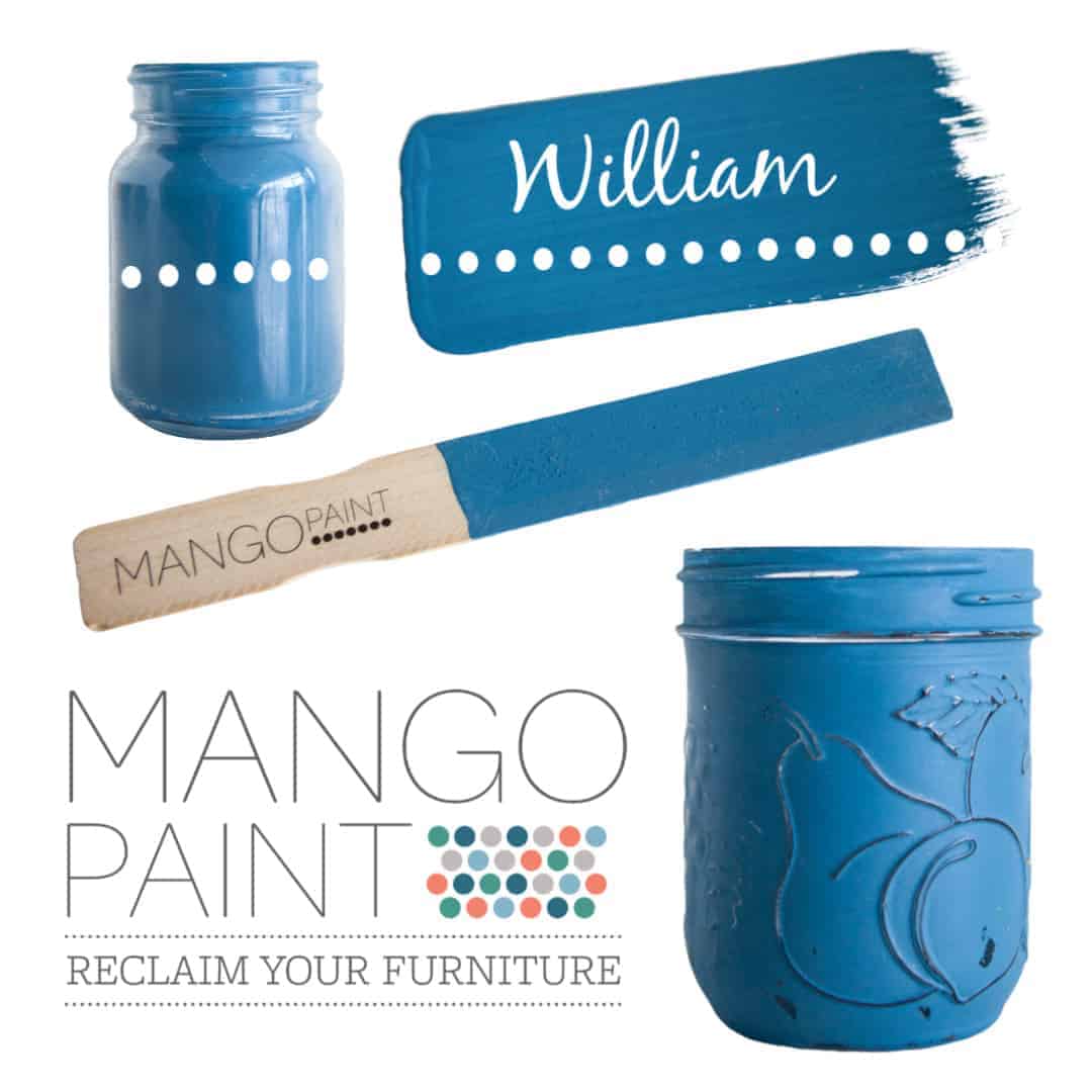 Collage of items painted in Mango Paint colour William